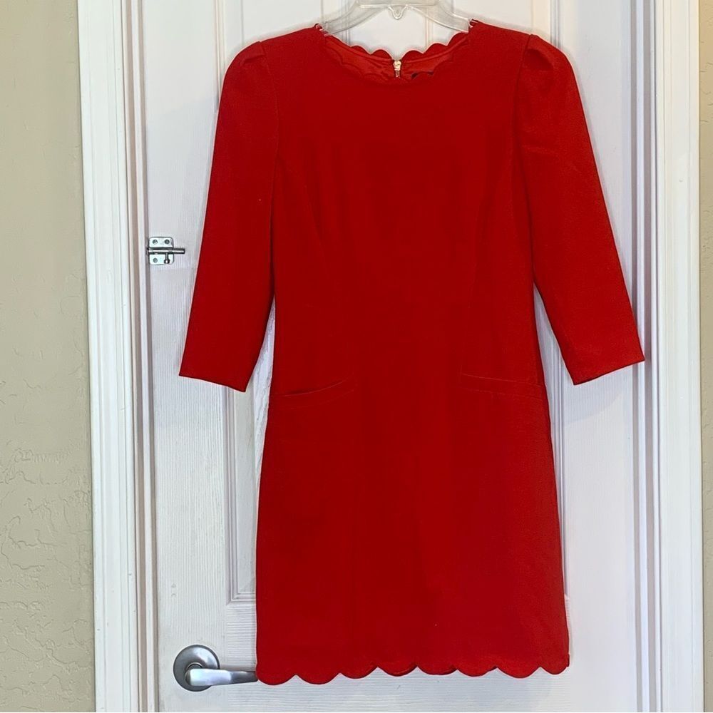 Ted Baker Red Scalloped Hem And Collar Dress Us Size 4